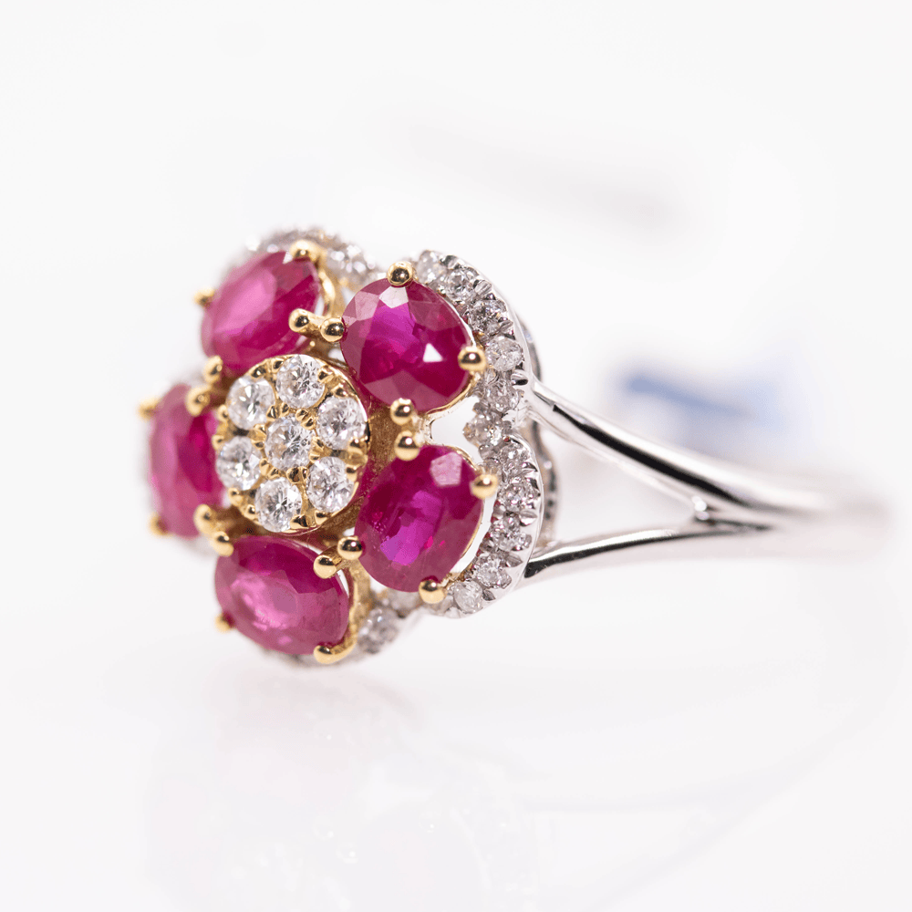 18K White Gold "Flower" Ruby Ring Gold & Silver Pawn Shop