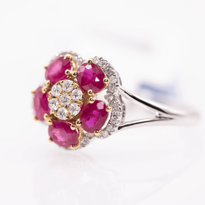 18K White Gold "Flower" Ruby Ring Gold & Silver Pawn Shop