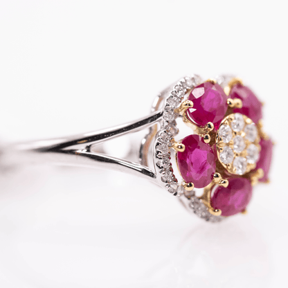 18K White Gold "Flower" Ruby Ring Gold & Silver Pawn Shop