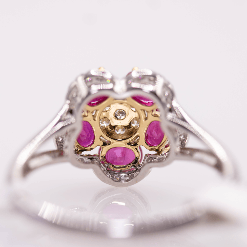 18K White Gold "Flower" Ruby Ring Gold & Silver Pawn Shop