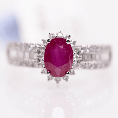 18K White Gold Oval Cut Ruby Ring Gold & Silver Pawn Shop