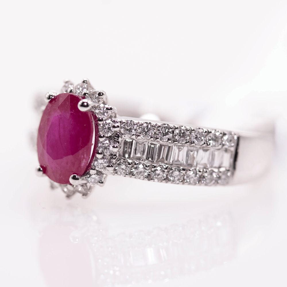18K White Gold Oval Cut Ruby Ring Gold & Silver Pawn Shop