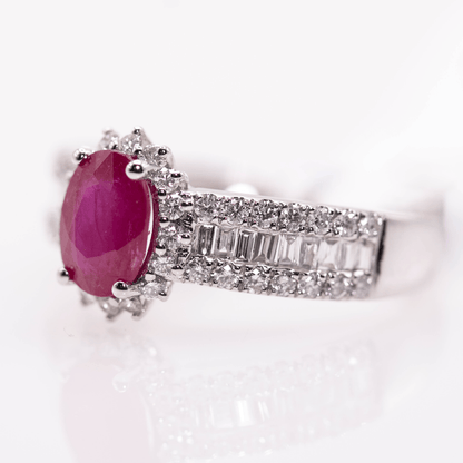 18K White Gold Oval Cut Ruby Ring Gold & Silver Pawn Shop