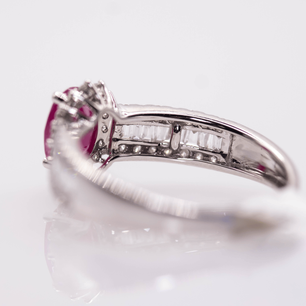 18K White Gold Oval Cut Ruby Ring Gold & Silver Pawn Shop