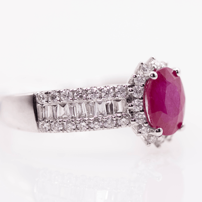 18K White Gold Oval Cut Ruby Ring Gold & Silver Pawn Shop