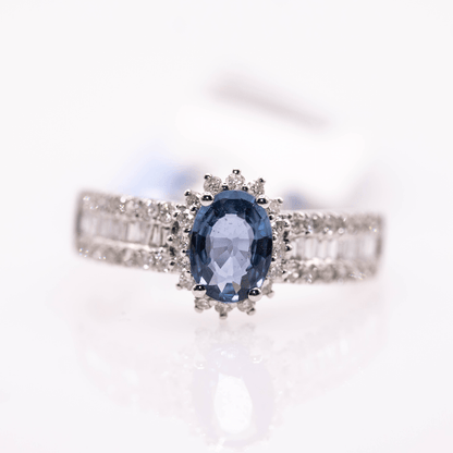 18k Oval Cut Sapphire Ring Gold & Silver Pawn Shop