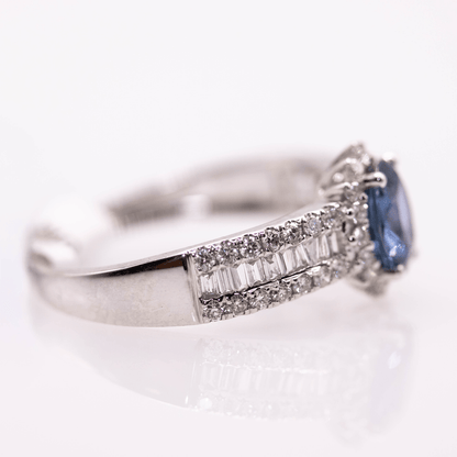 18k Oval Cut Sapphire Ring Gold & Silver Pawn Shop