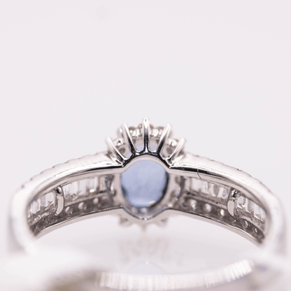 18k Oval Cut Sapphire Ring Gold & Silver Pawn Shop