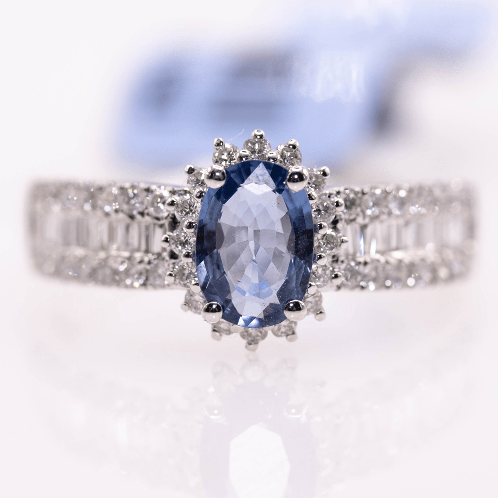 18K Sapphire Ring with Diamond Band Gold & Silver Pawn Shop