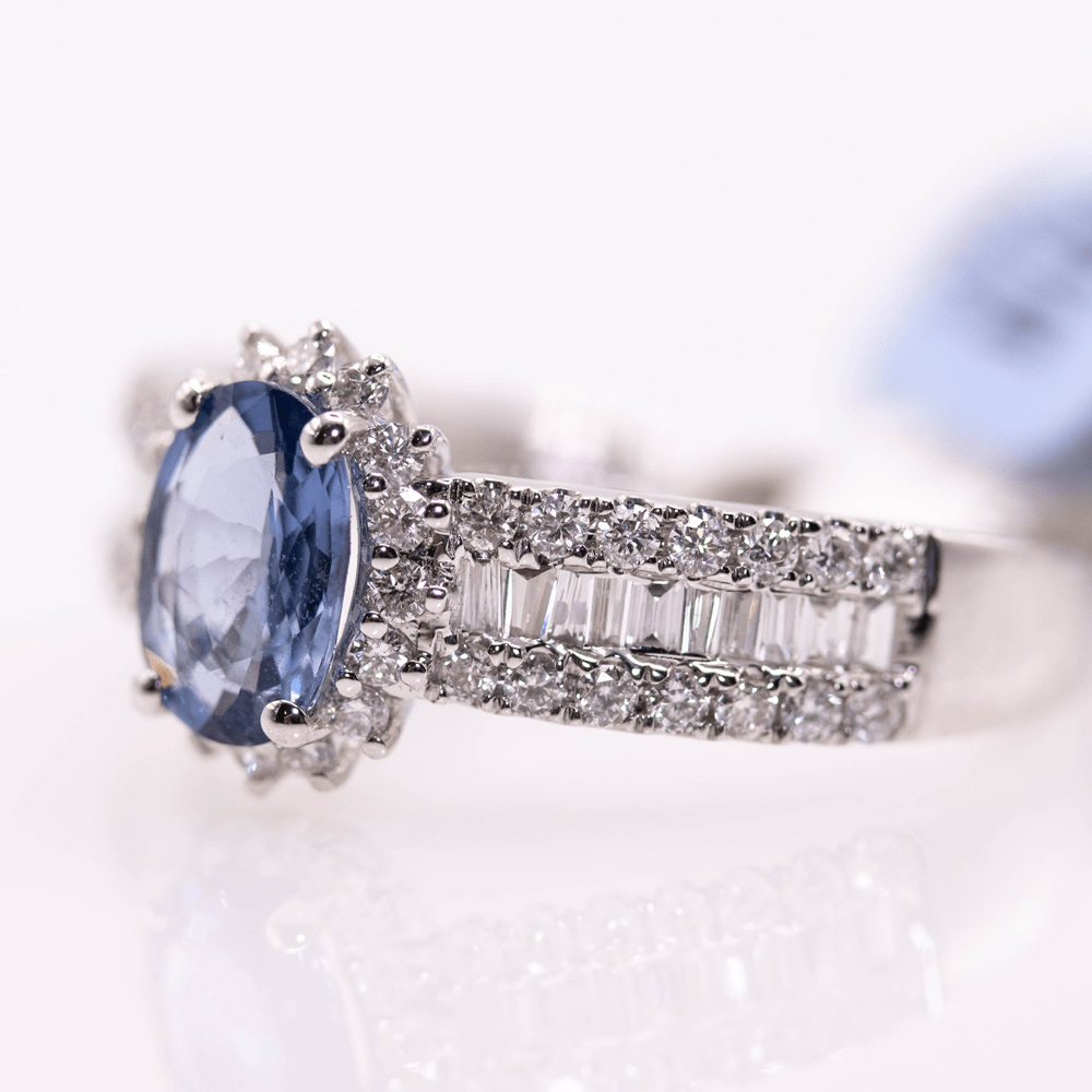 18K Sapphire Ring with Diamond Band Gold & Silver Pawn Shop