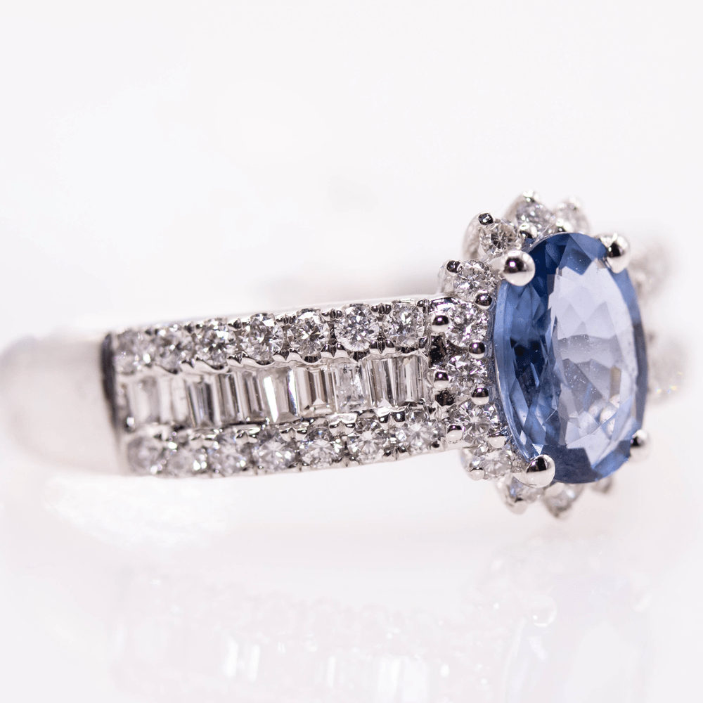 18K Sapphire Ring with Diamond Band Gold & Silver Pawn Shop