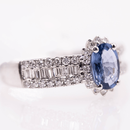 18K Sapphire Ring with Diamond Band Gold & Silver Pawn Shop