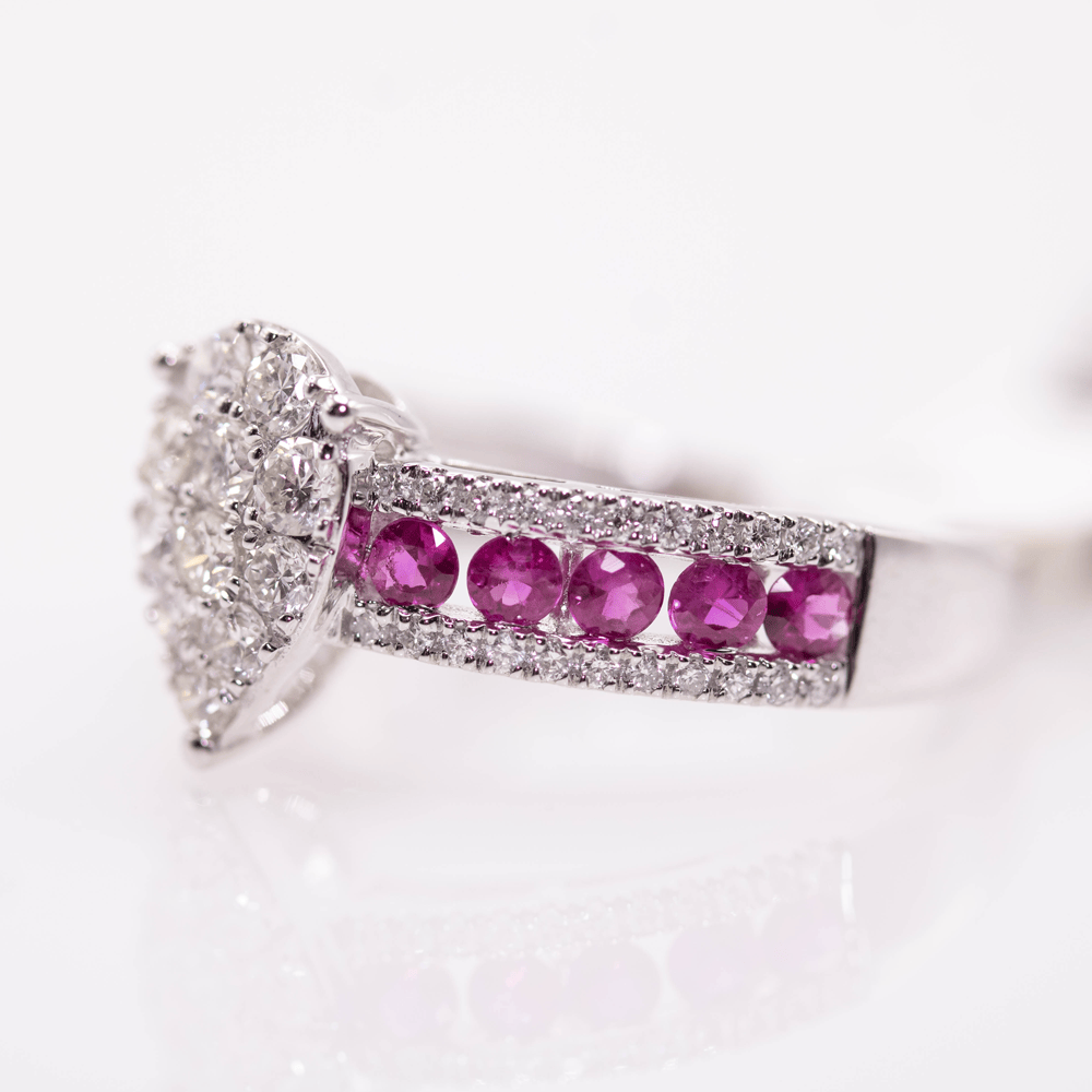 18K Diamond Teardrop & Ruby Ring Gold & Silver Pawn Shop