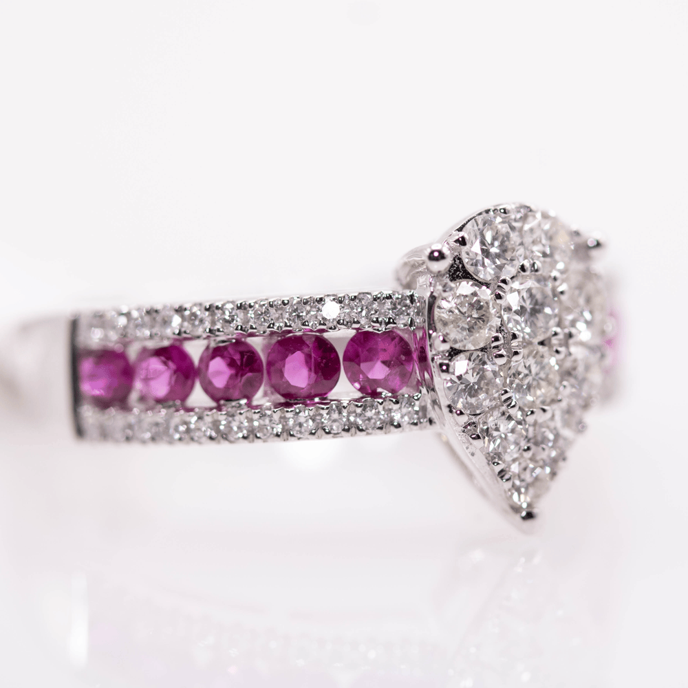 18K Diamond Teardrop & Ruby Ring Gold & Silver Pawn Shop