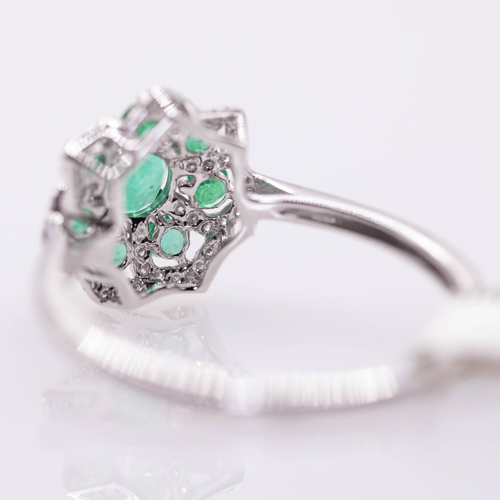 18k Emerald Star Pattern Ring Gold & Silver Pawn Shop