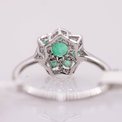 18k Emerald Star Pattern Ring Gold & Silver Pawn Shop
