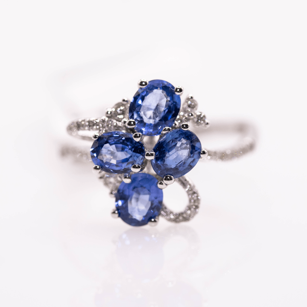 18k Sapphire Cluster Ring Gold & Silver Pawn Shop