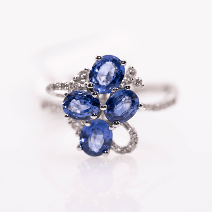 18k Sapphire Cluster Ring Gold & Silver Pawn Shop
