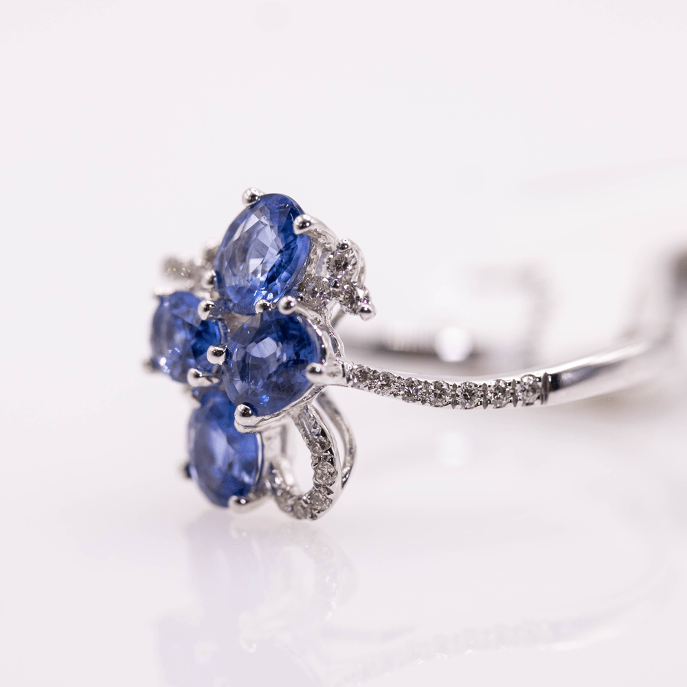 18k Sapphire Cluster Ring Gold & Silver Pawn Shop