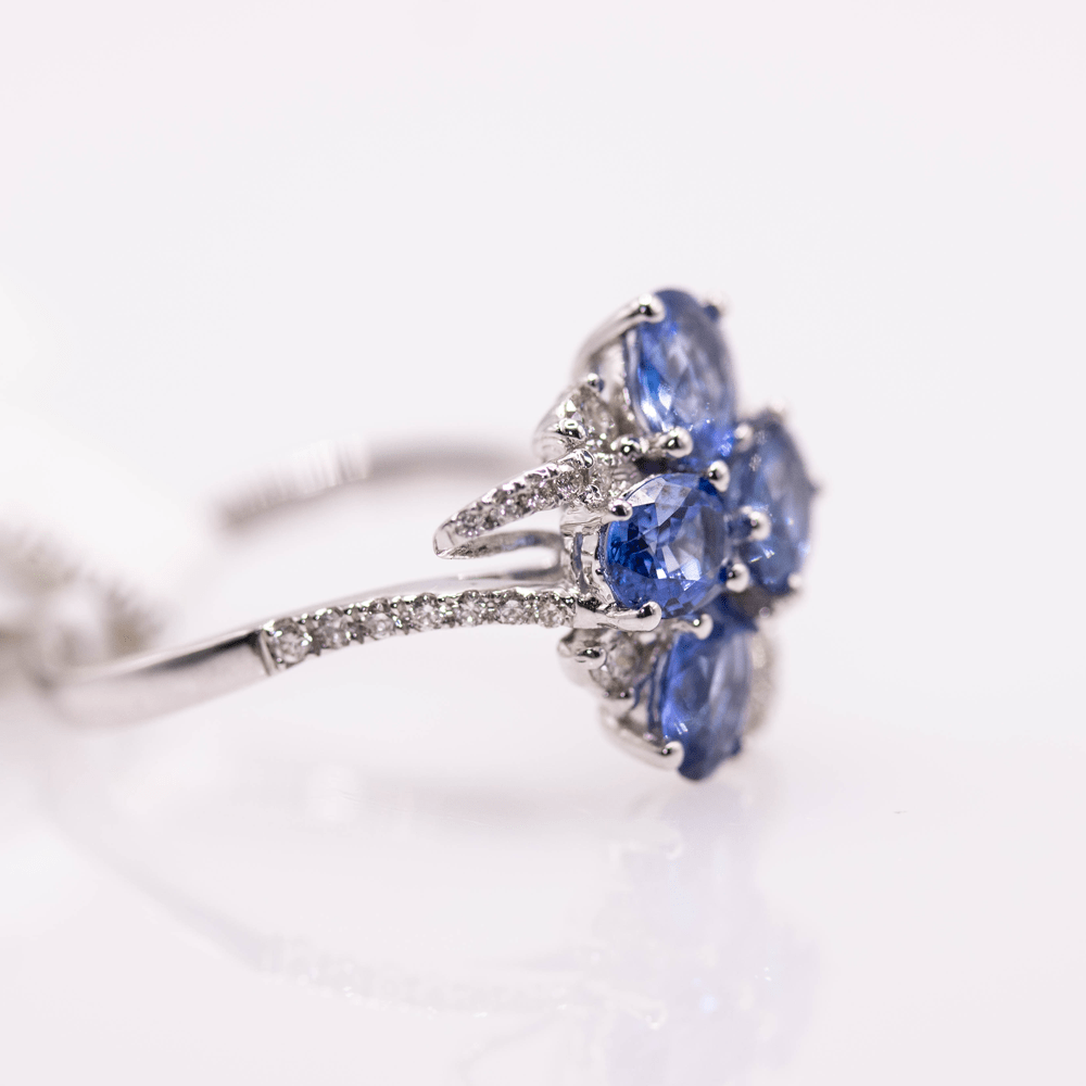 18k Sapphire Cluster Ring Gold & Silver Pawn Shop