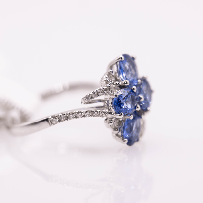 18k Sapphire Cluster Ring Gold & Silver Pawn Shop