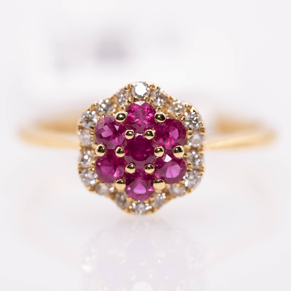 18K Seven Ruby Ring Gold & Silver Pawn Shop