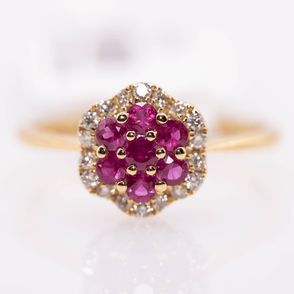 18K Seven Ruby Ring Gold & Silver Pawn Shop