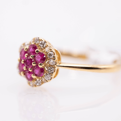 18K Seven Ruby Ring Gold & Silver Pawn Shop