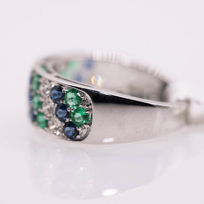 18KWG Emerald Sapphire Ring Gold & Silver Pawn Shop