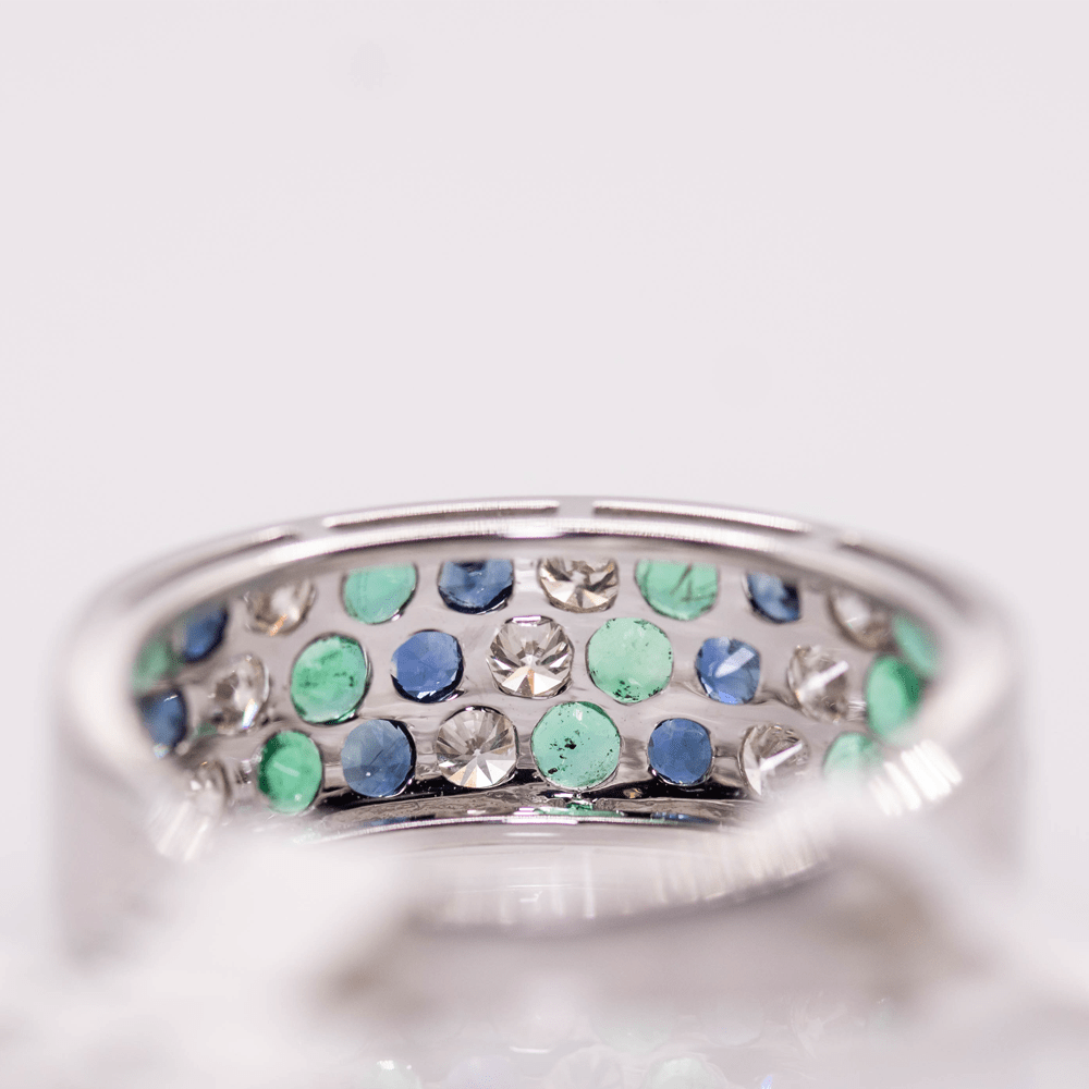 18KWG Emerald Sapphire Ring Gold & Silver Pawn Shop