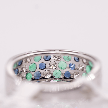 18KWG Emerald Sapphire Ring Gold & Silver Pawn Shop