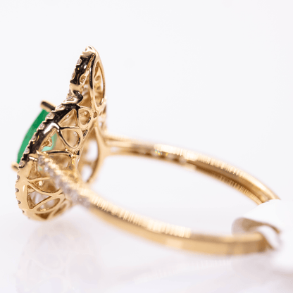 18K Pear Cut Emerald Ring Gold & Silver Pawn Shop