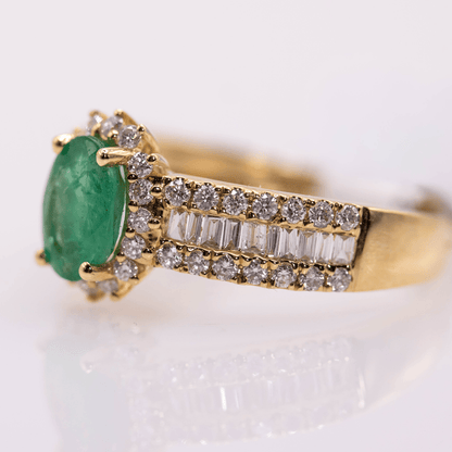 18K Emerald Ring with Diamond Band Gold & Silver Pawn Shop