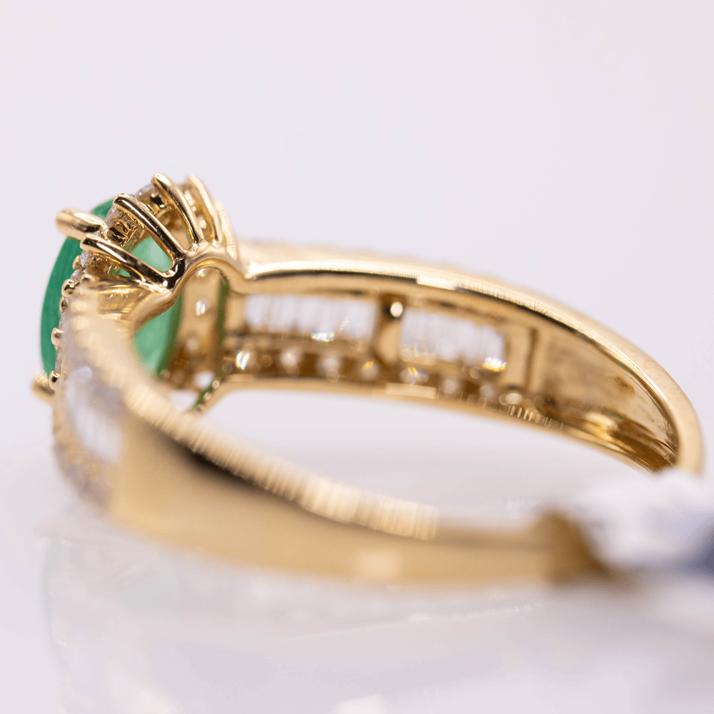 18K Emerald Ring with Diamond Band Gold & Silver Pawn Shop