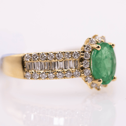 18K Emerald Ring with Diamond Band Gold & Silver Pawn Shop