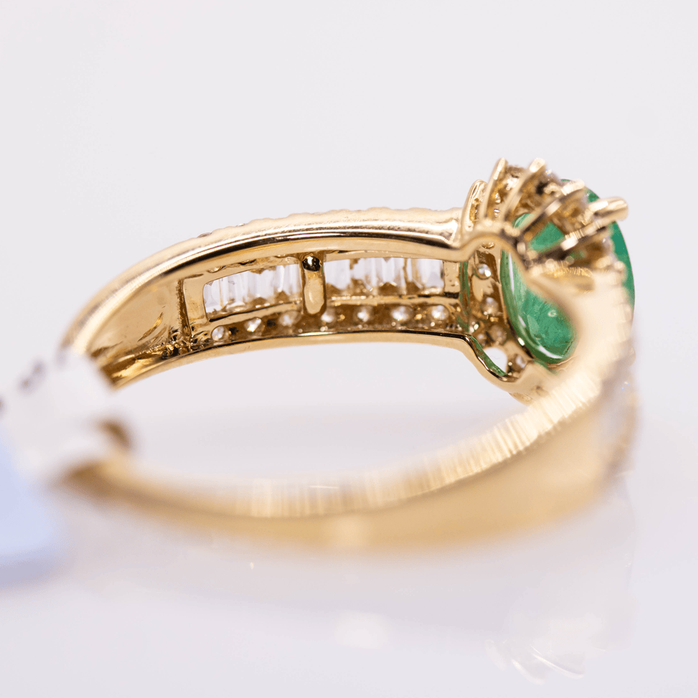 18K Emerald Ring with Diamond Band Gold & Silver Pawn Shop