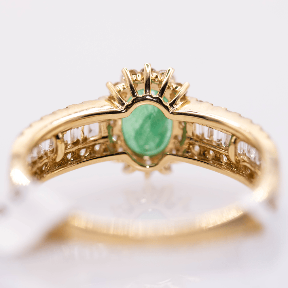 18K Emerald Ring with Diamond Band Gold & Silver Pawn Shop
