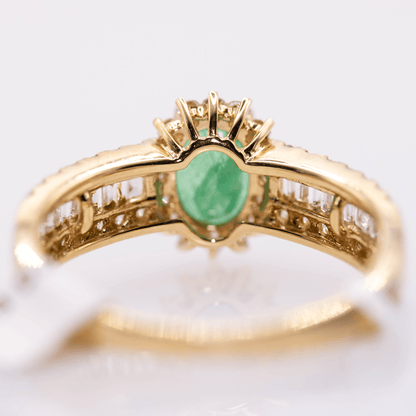 18K Emerald Ring with Diamond Band Gold & Silver Pawn Shop