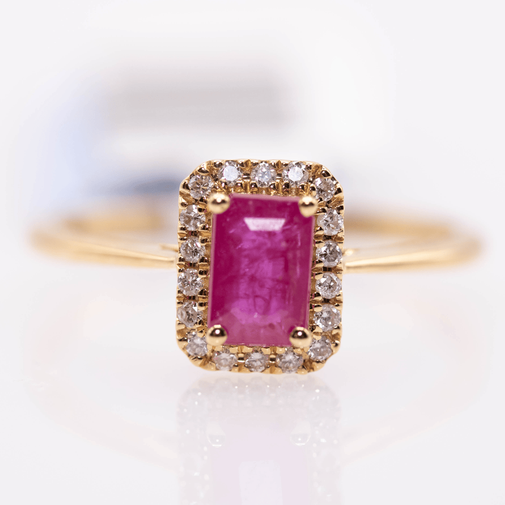 18K Emerald Cut Ruby Ring Gold & Silver Pawn Shop