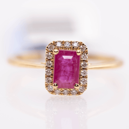 18K Emerald Cut Ruby Ring Gold & Silver Pawn Shop