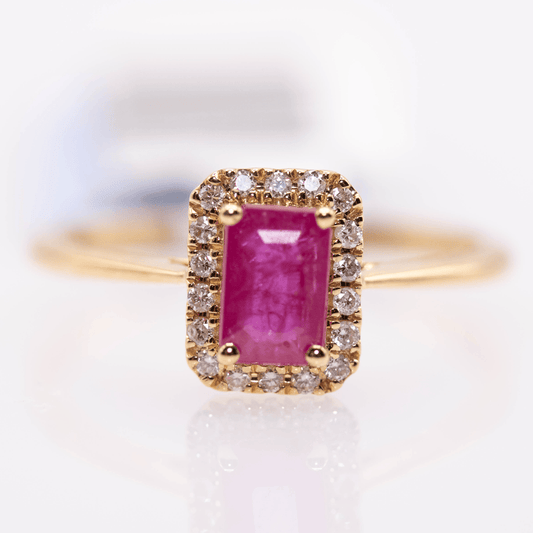 18K Emerald Cut Ruby Ring Gold & Silver Pawn Shop