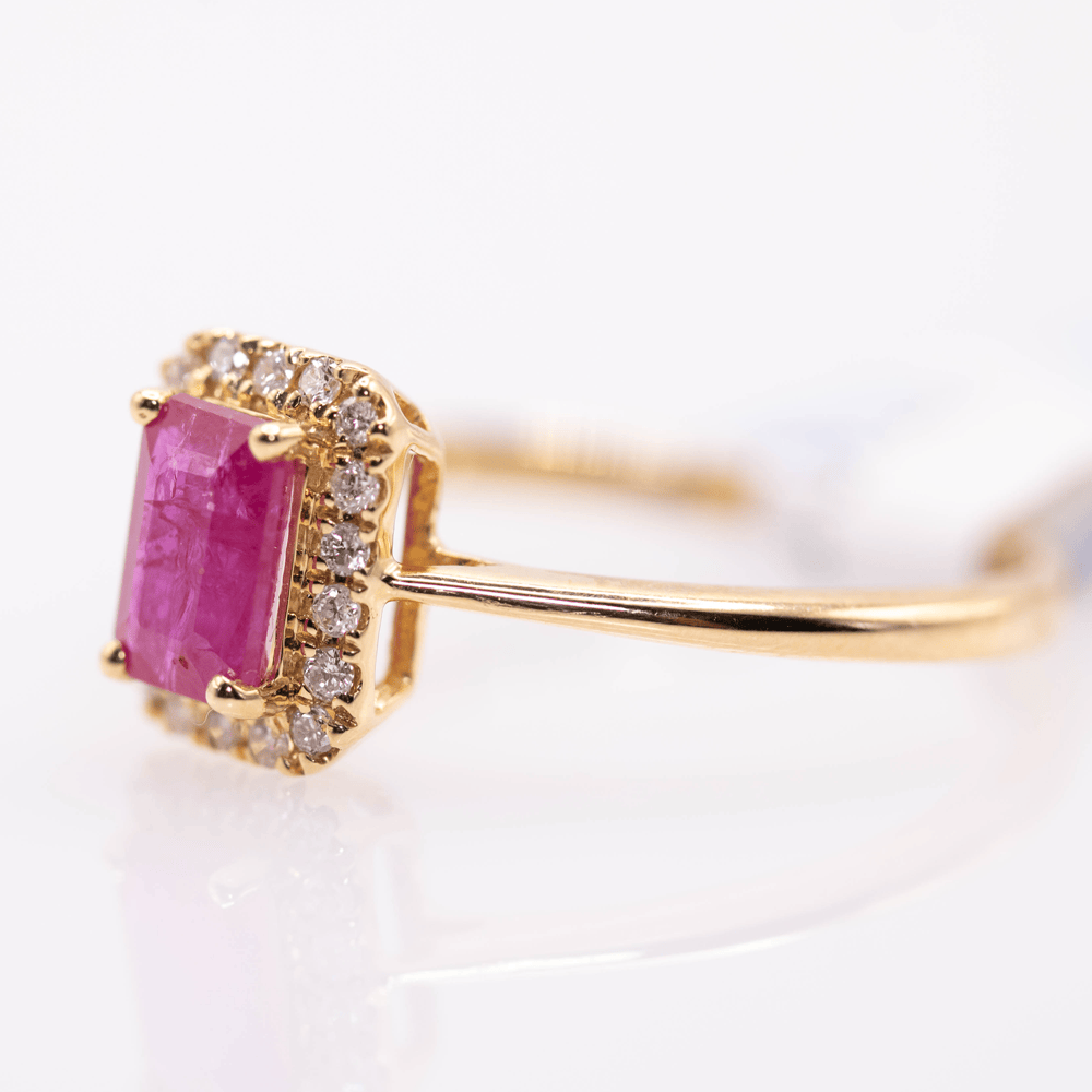 18K Emerald Cut Ruby Ring Gold & Silver Pawn Shop