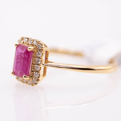 18K Emerald Cut Ruby Ring Gold & Silver Pawn Shop