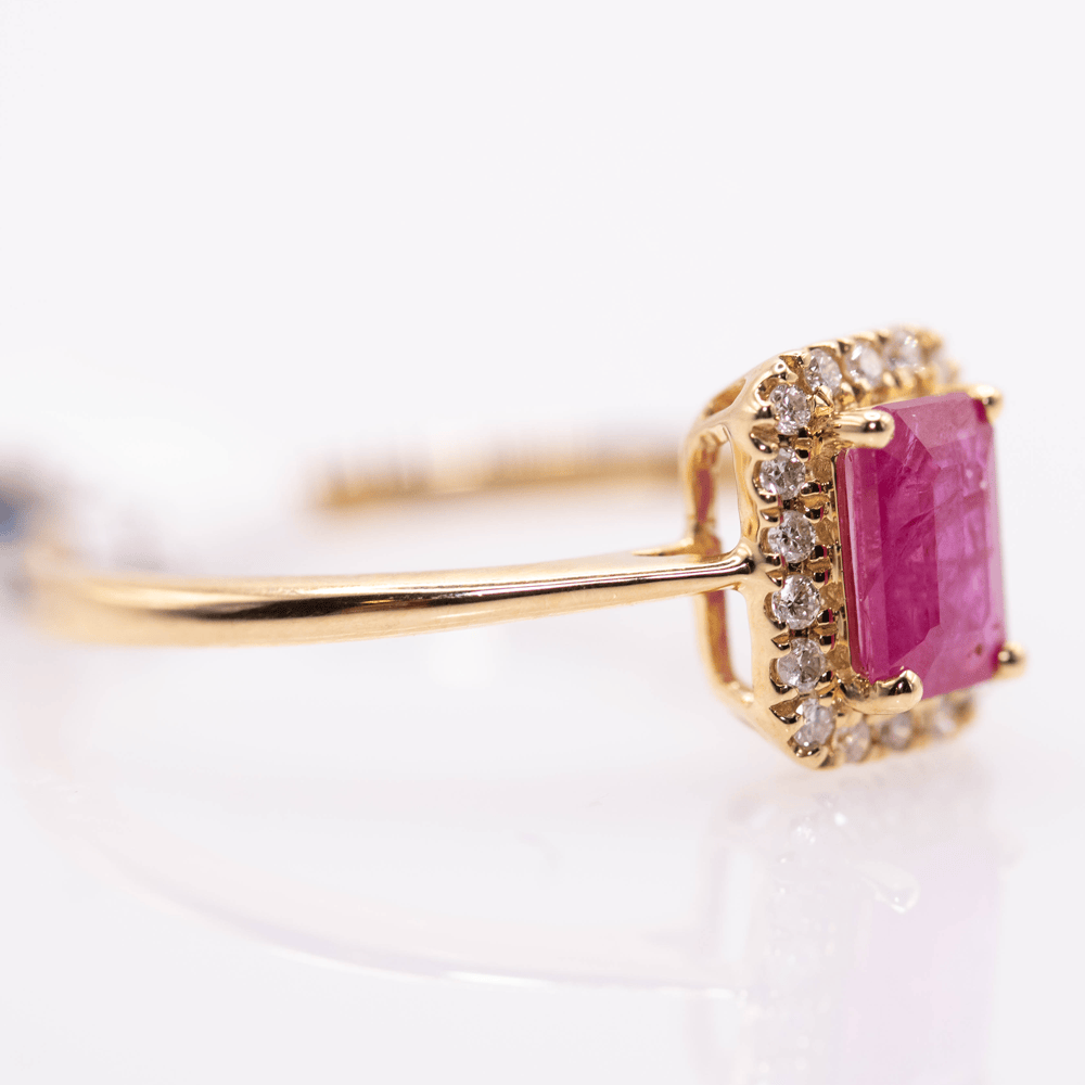 18K Emerald Cut Ruby Ring Gold & Silver Pawn Shop