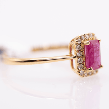 18K Emerald Cut Ruby Ring Gold & Silver Pawn Shop