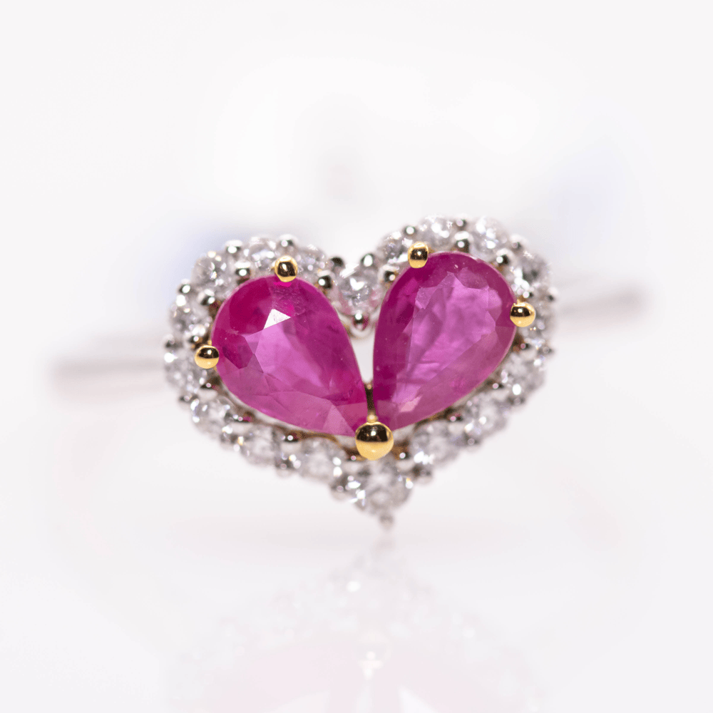 18K White Gold Heart Ruby Ring Gold & Silver Pawn Shop