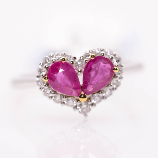 18K White Gold Heart Ruby Ring Gold & Silver Pawn Shop