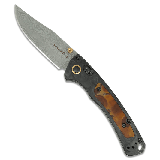 Benchmade Mini Crooked River Damascus Knife Gold & Silver Pawn Shop