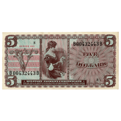 Military Payment Certificate $5 Series 661 Gold & Silver Pawn Shop