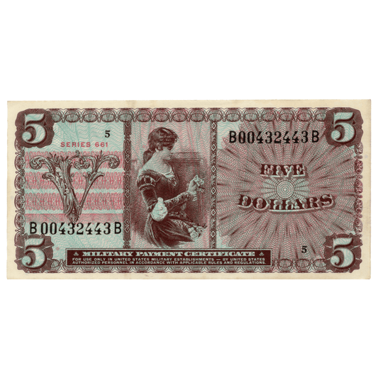 Military Payment Certificate $5 Series 661 Gold & Silver Pawn Shop